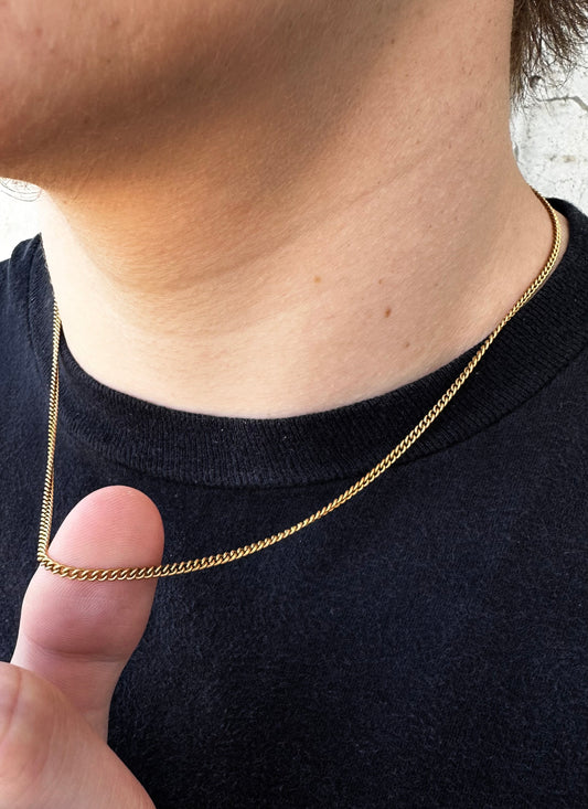 MICRO CUBAN CHAIN (18k GOLD) 2MM